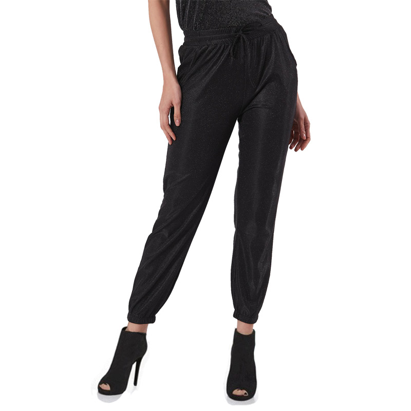 Μεταλιζέ παντελόνι με jogger μέση BA-0010 BLACK – Κολάν για casual αλλά και  ξεχωριστές εμφανίσεις!