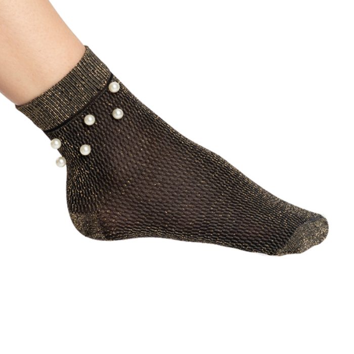 Lurex κάλτσα με πέρλες ΚΑ-132 Black – Κολάν για casual αλλά και ξεχωριστές  εμφανίσεις!