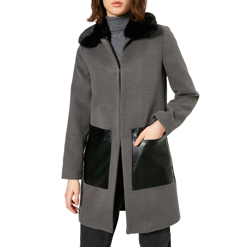 Παλτό με αποσπώμενο γούνινο γιακά DE-004 Grey – Κολάν για casual αλλά και  ξεχωριστές εμφανίσεις!