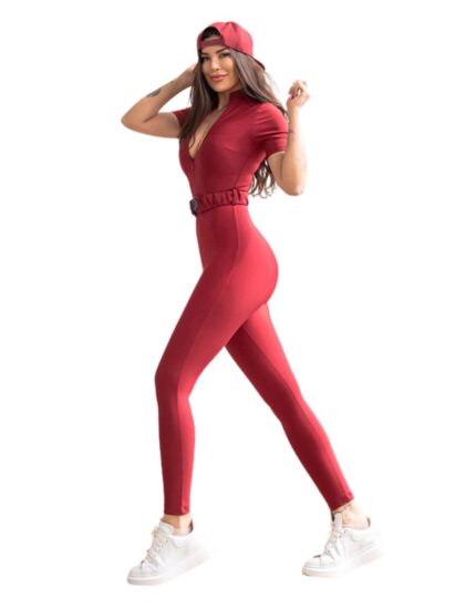 Jumpsuit Push-Up και Σμίλευσης με Αποσπώμενο Ζωνάκι Lismina 2333 Red Wine