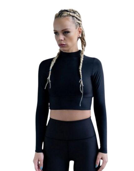 Cropped Μπλούζα με Ανοιχτή Πλάτη Lismina 074 Black