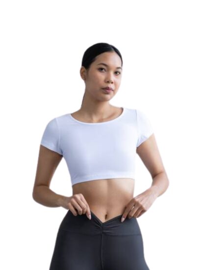 Αθλητική Μπλούζα Cropped με Κοντό Μανίκι Lismina 1006 White