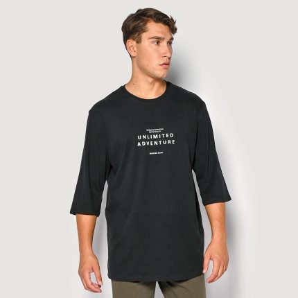 ΑΝΔΡΙΚΟ T-SHIRT BROKERS ΒΑΜΒΑΚΕΡΟ ΜΑΥΡΟ LOOSE